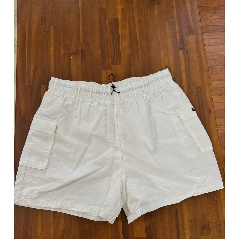 Nike Cargo Shorts Womens XL White Nylon Mesh Lined High Rise Toggle